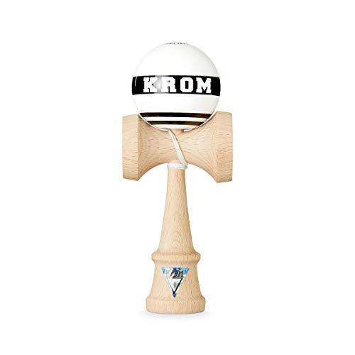 Original KROM Pro Kendama - Strogo Weiß - Geschicklichkeitsspiel für draußen und drinnen - Holzspielzeug mit Schnur und Ball - Kendama Skilltoy Kugelfangspiel von KROM