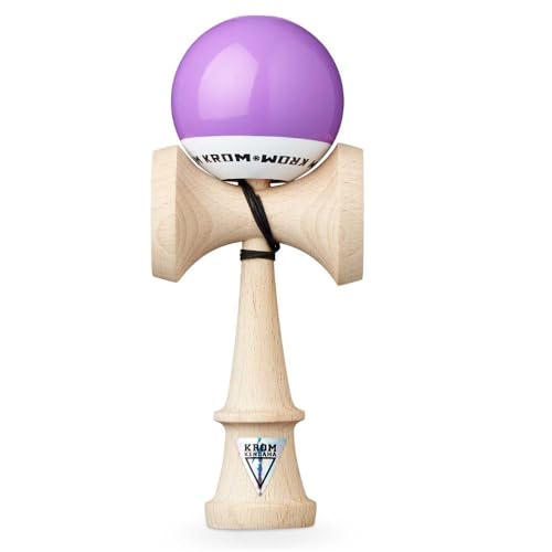 KROM - Kendama POP LOL Lavendel - Hohe Holzqualität - Für Anfänger und Profis - Pack : Ersatzschnur + Stickers von KROM