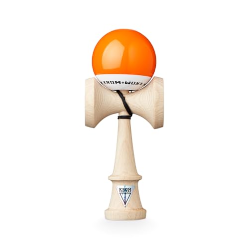 KROM Kendama POP LOL Orange - aus zertifiziertem Buchenholz - Hohe Holzqualität - Für Anfänger und Profis - Pack : Ersatzschnur + Stickers von KROM