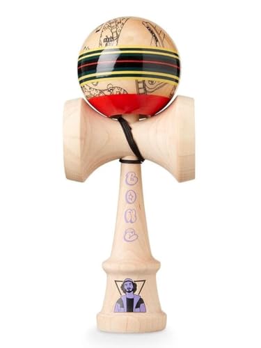 KROM Kendama - aus Holz für Anfänger und Fortgeschrittene - Geschicklichkeitsspiel für draußen und drinnen - Holzspielzeug mit Schnur und Ball - Kendama Skilltoy Kugelfangspiel von KROM