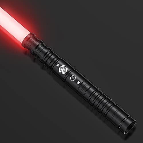 Krovtoy Lichtschwert, RGB 7 Farben Metall Hilt Lasersaber, mit Sounds Modi Dueling FX Lichtschwert Schwert für Kinder Erwachsene Geschenk (63cm Schwarz) von Krovtoy