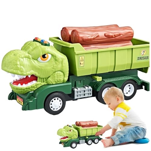 Krujecnt Dinosaurier-LKW-Spielzeug,Dinosaurier-LKW-Transporter,Autospielzeug Dinosaurierauto -LKW -Spielzeug | Dino-Spielzeug für, Lernspielzeug, Dinosaurier-Technikfahrzeug, Rückziehauto, von Krujecnt