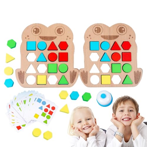 Krujecnt Farbanpassungsrätsel, Multiple Form Puzzle - Cartoon Animal Design Holzgeometrische Farbform Matching Board,Bildungslernspielzeug für Kinder im Alter von 3+ Vorschule von Krujecnt