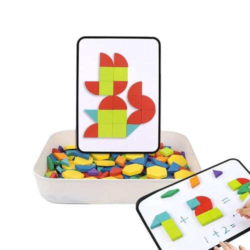 Krujecnt Geometrisches Formpuzzle, Holzmusterblock - Intelligenz-Rätsel-Spielzeug,Puzzle-Spiel Lernspielzeug Buntes Puzzle-Spiel für Kinder von Krujecnt