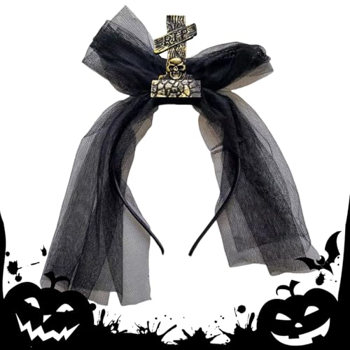 Krujecnt Halloween Haarbänder,Vintage Grabstein Kopfschmuck Mit Schleier | Grusel Kostümzubehör Haarspange Für Karneval Bühnenauftritte Maskenbälle Krujecnt Halloween Haarbänder,Vintage Grabstein Kopfschmuck Mit Schleier | Grusel Kostümzubehör Haarspange Für Karneval Bühnenauftritte Maskenbälle von Krujecnt