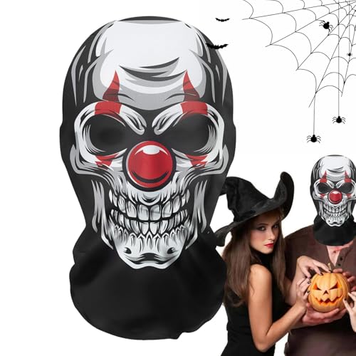 Krujecnt Halloween-Horror-Maske, gruselige Halloween-Maske,Horror lustiger Netz-Kopfschmuck - Gruselige, realistische, atmungsaktive Mesh-Maske für Cosplay, Halloween von Krujecnt