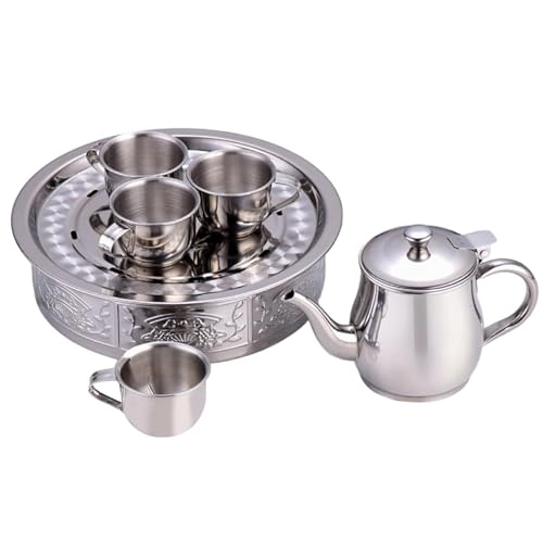 Krujecnt Kinder Edelstahl Teeset, Kinderspielzeug Mit Tassen Und Tablett, 70ml Tassen Mit Langem Ausguss Und Siebeinsatz Für Zusammenkünfte Reisen Zuhause Anfänger Picknick Camping Krujecnt Kinder Edelstahl Teeset, Kinderspielzeug Mit Tassen Und Tablett, 70ml Tassen Mit Langem Ausguss Und Siebeinsatz Für Zusammenkünfte Reisen Zuhause Anfänger Picknick Camping von Krujecnt