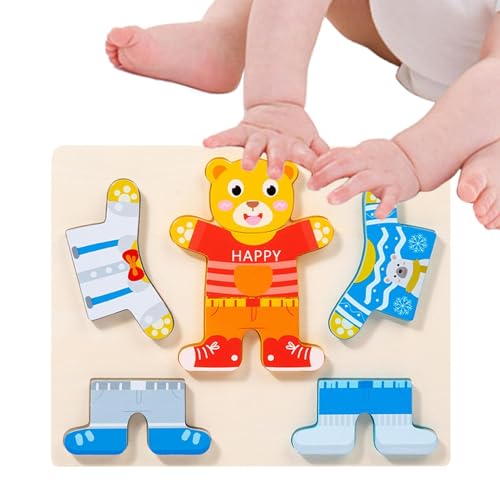 Krujecnt Kinder-Matching-Spiel, Holztier-Puzzle,Anzieh-Puzzlespielzeug - Anziehspielzeug, Tierpuzzles, Feinmotorik-Spielzeug für Reisen, Kindergarten, Kindergarten von Krujecnt