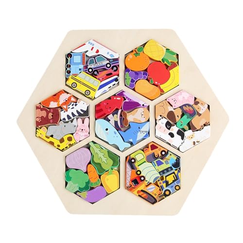 Krujecnt Kinderrätsel, Holzrätsel - Vorschule Puzzles für Kinder,Lernspiele für Bildungsspiele, farbenfrohe Vorschulhirn Teaser -Boards für Mädchen von Krujecnt