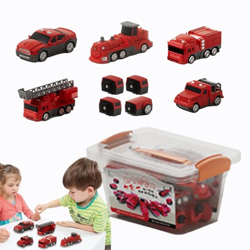 Krujecnt Kinderspielfahrzeuge, zusammengebautes Spielzeugauto,Magnetische Kinderfahrzeuge, zusammengebautes Konstruktionsspielzeug | Sammelfahrzeuge, Blöcke, frühes Lernspielzeug für Klassenzimmer von Krujecnt