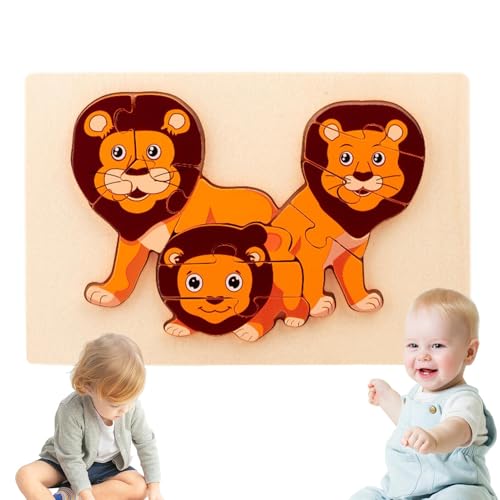 Krujecnt Pädagogische 3D-Cartoon-Rätsel für Kinder,3D-Cartoon-Rätsel | 3D-Cartoon-Puzzles aus Holz,Lernspielzeug, Cartoon-Puzzles für und Mädchen, fördern die Kreativität von Krujecnt