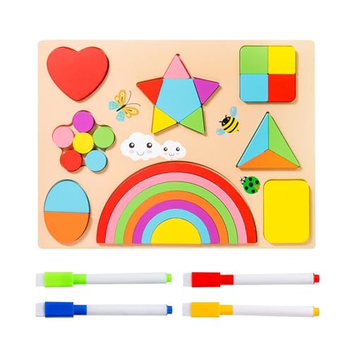 Krujecnt Passende Formpuzzles, Holzpuzzles für Kinder, Lernspielzeug für Kleinkinder mit Formsortierer, Frühes Lernen, Holzpuzzles, passendes Spielzeug für Kinder, und Mädchen von Krujecnt