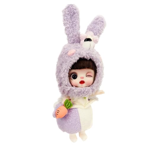 Krujecnt Plüschmädchenpuppe, Actionfigur Plüsch | Bewegliche Puppe mit großen Augen und Kleidern im Pyjama,Weiche Onesie-Puppe zum Sammeln für Sofa, Wohnzimmer, Schlafzimmer von Krujecnt