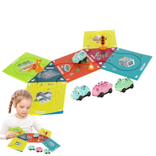 Krujecnt Puzzle-Track-Auto-Spielset, Puzzle-Track-Play-Spielzeugfahrzeug, Lernspielzeug für kritisches Denken, Entwicklungspädagogisches Eisenbahnwagen-Bauspielzeug für Mädchen und Kinder ab 3 Jahren von Krujecnt