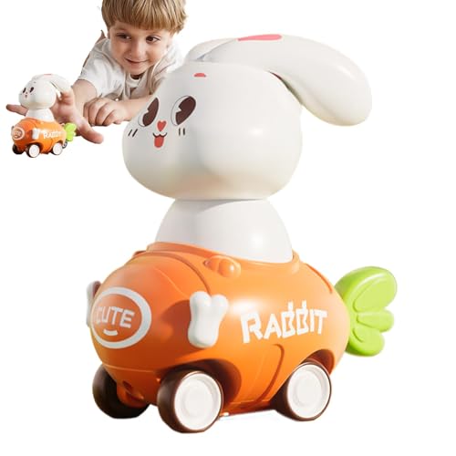 Krujecnt Reibungsbetriebenes Spielzeug, Press-and-Go-Autospielzeug - Press and Go Bunny-Autospielzeug,Reibungsbetriebenes Push-and-Go-Rückzieh-Rennwagenspielzeug für Kinder ab 3 Jahren, von Krujecnt