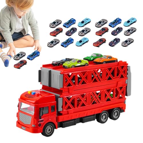 Krujecnt Rennstrecken-LKW-Spielzeug, Transporter-Autospielzeug - 2-lagiges Cooles LKW-Spielzeug für Kinder | Faltbarer Auto-Aufbewahrungstransporter, Cooles LKW-Spielzeug für Kinder mit von Krujecnt