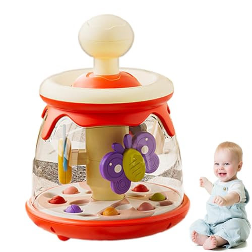 Krujecnt Saugnäpfung Spielzeugspin, sensorisches | Drehende Kinder Press Carousel Toy | Kinder der frühen Bildung Tumble Aktivität, Spinnings Carousel für Kinder einbeziehen von Krujecnt