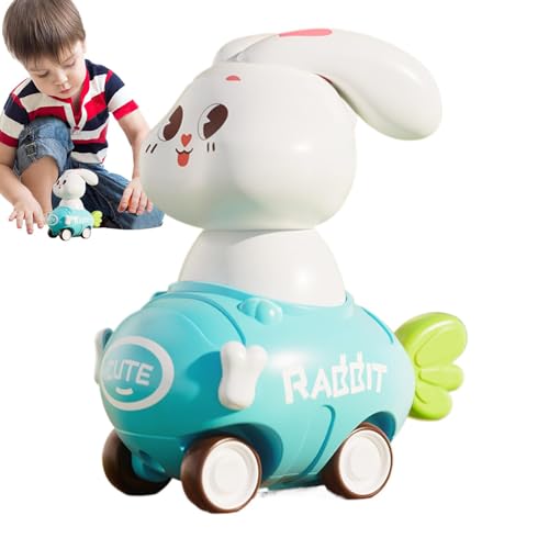 Krujecnt Schiebe- und Go-Autospielzeug, Spielzeug mit Reibungsantrieb, Kids Bunny Press Rennwagen, Reibungsbetriebene Fahrzeuge, stoßfestes Trägheitsauto, Zugauto für, Mädchen, Kleinkinder, von Krujecnt