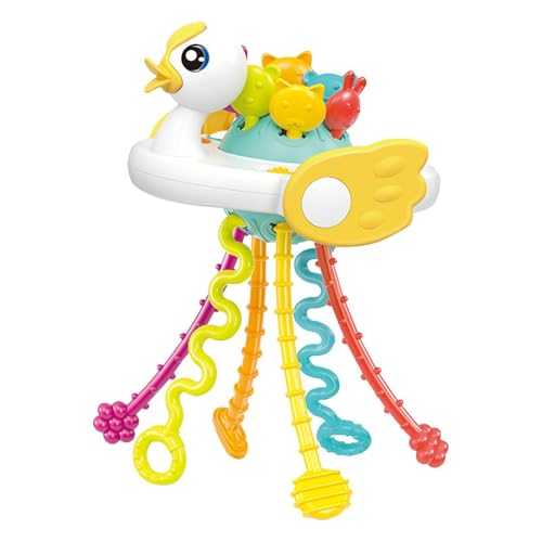 Krujecnt Schnur sensorisches Spielzeug ziehen, Baby Pull Toy - Pull String Game Duck-förmiges Kleinkind-Reisespielzeug - Bildungsinstrument hangbares Ziehenseil für Kindergärtnereisen von Krujecnt