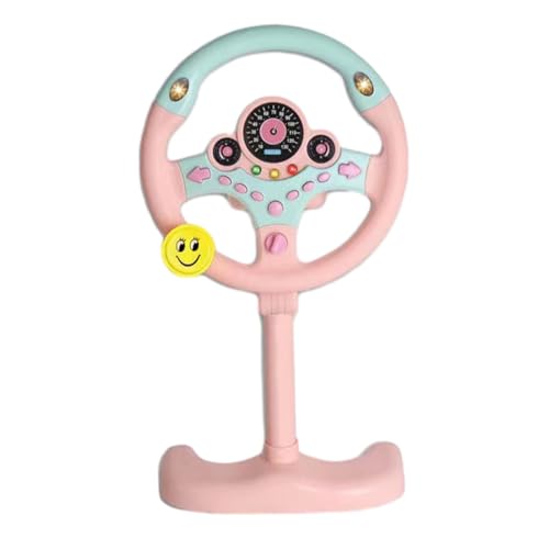 Krujecnt Simuliertes Lenkrad Für Kinder, Stand-Lenkrad Spielzeug Für Kinder, Pretend Driving Seat Spielzeug, Simulierter Fahr-Controller, Musik Und Sound Lernspielzeug Für jungens, Mädchen (Rosa) von Krujecnt