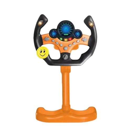 Krujecnt Simuliertes Lenkrad Für Kinder, Stand-Lenkrad Spielzeug Für Kinder, Pretend Driving Seat Spielzeug, Simulierter Fahr-Controller, Musik Und Sound Lernspielzeug Für jungens, Mädchen (Orange) von Krujecnt