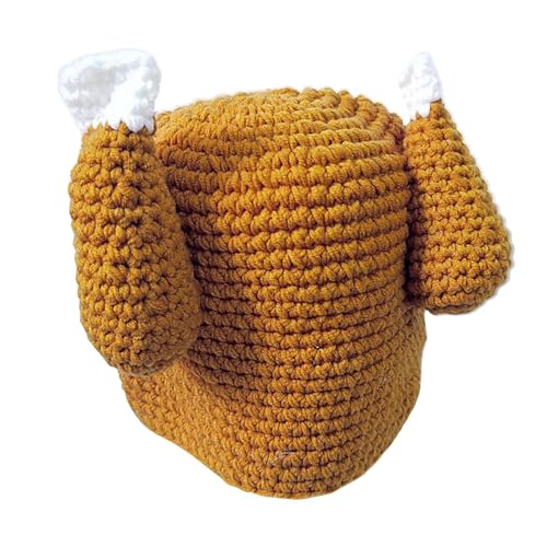 Krujecnt Thanksgiving Türkei Beanie Hut, Brown Türkei Weihnachten Fancy Dress Kostüm Hut, Gestrickte Thanksgiving Geröstete Türkei Beanie Hut, Lustige Türkei Kostüm Für Erwachsene Kinder von Krujecnt