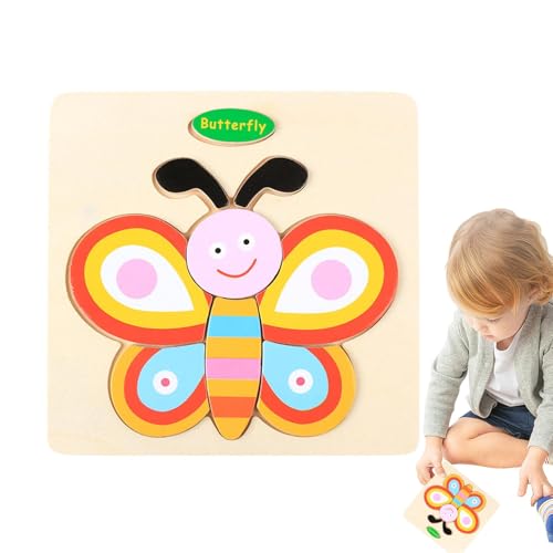 Krujecnt Tierpuzzles für Kinder,Tier-Holzpuzzles - Holzpuzzle Buntes Tier-Blockpuzzle | Unterhaltsame pädagogische Lernspielzeuge, Puzzlespiele für Kinder im Vorschulalter von Krujecnt