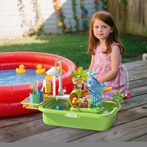 Krujecnt Wasserspiel Tisch für Kinder - Sand Und Wasser Spieltisch,Sinnesförderndes Lernspielzeug Mit Pumpe Für Zuhause Garten Förderung Der Hand-Augen-Koordination Spielspaß Draußen Krujecnt Wasserspiel Tisch für Kinder - Sand Und Wasser Spieltisch,Sinnesförderndes Lernspielzeug Mit Pumpe Für Zuhause Garten Förderung Der Hand-Augen-Koordination Spielspaß Draußen von Krujecnt