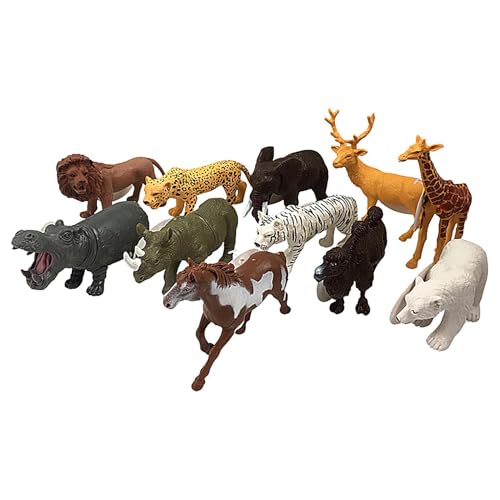 Krujecnt Wildtierfiguren,Tierfiguren für Kinder - 12 Stück kleine Tierfiguren realistische Puppe - Miniatur-Spielzeug-Kuchenaufsätze, pädagogische Spielzeug-Tierfiguren für Kinder und Kleinkinder von Krujecnt