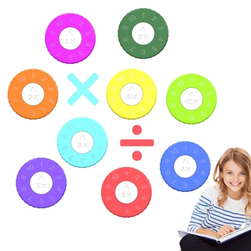 Mathe Zappelspielzeug, 9Stück Mathe Zappelphilipp, Mathe Addition Subtraktion Division Spinner Spielzeug, Dekomprimieren Bildung Spielzeug, Mathe Fakten Fidget Spiner Für Kinder - Multiplikation von Krujecnt