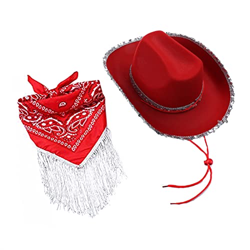 Ksikdeg Cowgirl-Hut, Fedoras, Cowboyhut, Bandana-Set, Cowgirl-Hut, Bandana, Junggesellinnenabschied, Cowgirl-Bandana, Brautparty-Hut von Ksikdeg