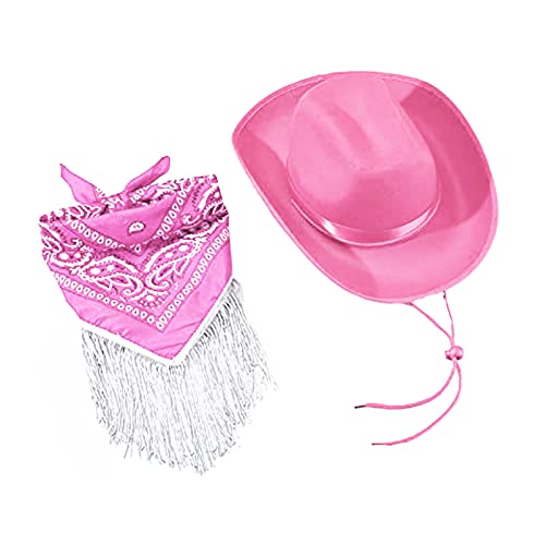 Ksikdeg Cowgirl-Hut, Fedoras, Cowboyhut, Bandana-Set, Cowgirl-Hut, Bandana, Junggesellinnenabschied, Cowgirl-Bandana, Brautparty-Hut von Ksikdeg