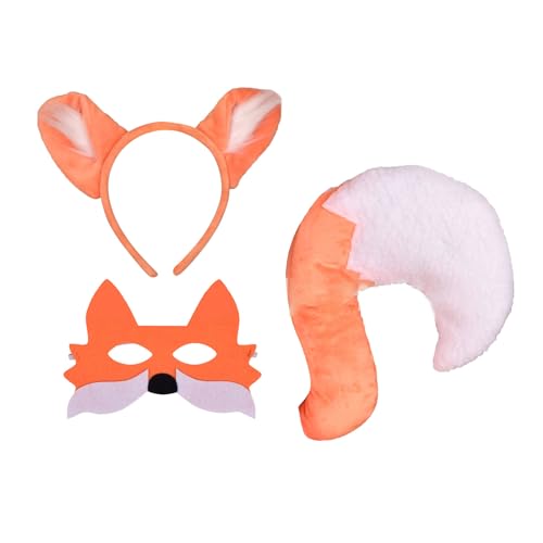 Ksikdeg Fuchs-Kostüm-Set, Fuchs-Ohren, Schwanz, Tier-Kostüm, Zubehör für Kinder, Jungen, Mädchen, Halloween, Cosplay, Requisiten von Ksikdeg