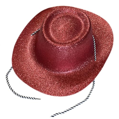 Ksikdeg Glitzernder Puderhut für Damen und Herren, breite Krempe, Rollenspiel, Cowgirl-Hut, Karneval, Party, Requisiten, Junggesellinnenabschied von Ksikdeg