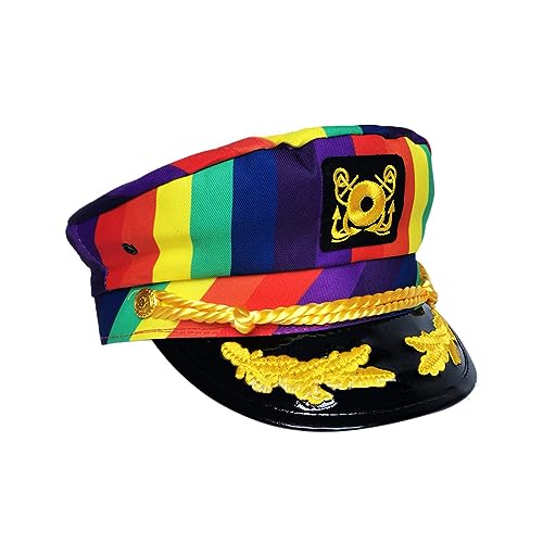 Ksikdeg Karneval Kapitän Hut Regenbogen Offizier Hut Herren Cosplay Halloween Party Werkzeuge Cosplay Hut Bühnenauftritte von Ksikdeg