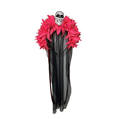 Ksikdeg Lange Spitze Schädel Kopf Blume Stirnband Damen Halloween Party Kostüm für Hochzeit Schule Abend Party Zubehör von Ksikdeg