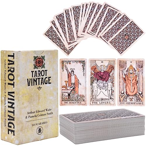 Ksopsdey Vintage Waite Tarot Vintage Waite Centennial Tarot Deck Karten mit Farbkasten Tarotkarten für Anfänger Partyspiele Kartenspiele für Erwachsene Schicksal Vorhersage Karten Englische Version von Ksopsdey