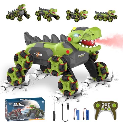 Dinosaurier Ferngesteuertes Auto, 8WD MonsterTruck Ferngesteuert ab 4 5 6 7 8 9 10 Jahre, 2.4Ghz RC Auto mit 360°-Drehung/Spray/Licht/Gebrüll,Weihnachts Spielzeug Geschenk ab 3-12 Jahre Jungen,Grün von Kssvzz