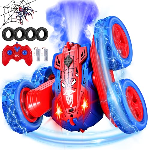 Ferngesteuertes Auto für Kinder, 2.4GHZ RC Spider Spielzeug Auto mit 2 Aufladbare Batterien, RC Stunt 360° Flip Offroad mit LED Blinken und Sprühnebel, Spielzeugautos Ferngesteuerte für Jungen ab 3-12 von Kssvzz