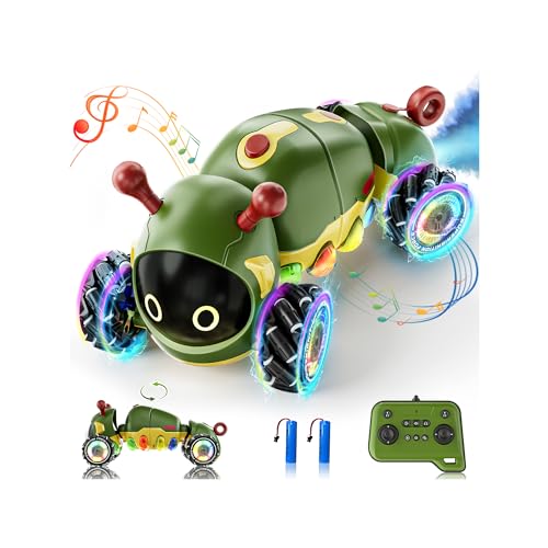 Kssvzz Ferngesteuertes Auto Raupe mit Musik, 2,4 GHz RC Stunt Drift Car mit Spray & Cool Beleuchtung, 4WD 360°Drehung Krabbelndes Insekt Auto, Spielzeug Geschenk für 3 4 5 6 7 8 9+Junge Mädchen Kssvzz Ferngesteuertes Auto Raupe mit Musik, 2,4 GHz RC Stunt Drift Car mit Spray & Cool Beleuchtung, 4WD 360°Drehung Krabbelndes Insekt Auto, Spielzeug Geschenk für 3 4 5 6 7 8 9+Junge Mädchen von Kssvzz