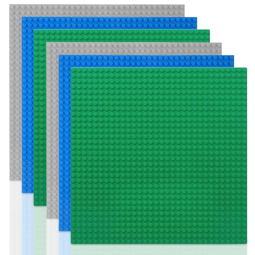 Ksvaye Bauplatte für Classic Bausteine Platten Set Baseplate Blau Graue Grüne Grundplatten 25,5 x 25,5 cm Stapelbare Bauplatten für Kinder ab 4 Jahren Kreatives Lernspielzeug von Ksvaye