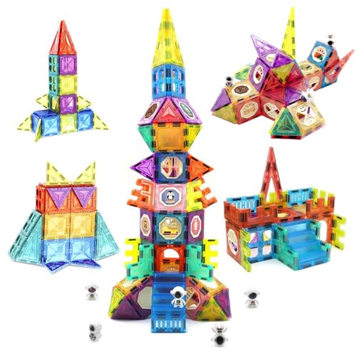 KtbeYTi 138 Teile Magnetspielzeug Magneten Magnetische Bausteine Kinder Magnetbausteine für Geschenk ab 3-8 Jahre Junge, Mädchen Lernspielzeug Magnetspiele(Weltraum-Serie) von KtbeYTi