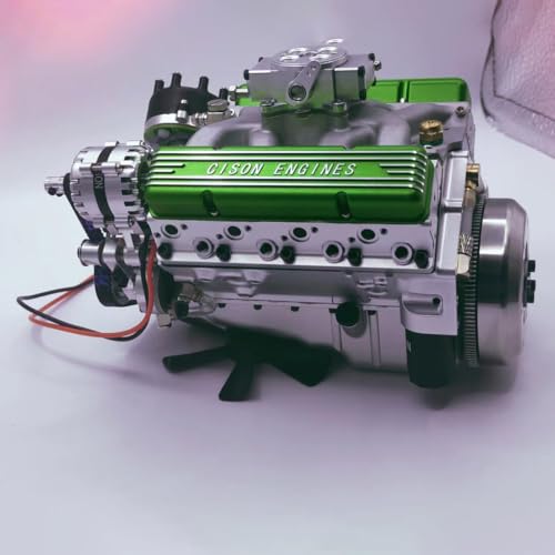 Ktyio CISON V8 Benzinmotor, Small-Block 44CC 1/6 Maßstab wassergekühlt OHV 4-Takt Verbrennungsmotor Modell, Physik Mechanik Experiment Lehrinstrument (KIT Version/Grün) von Ktyio
