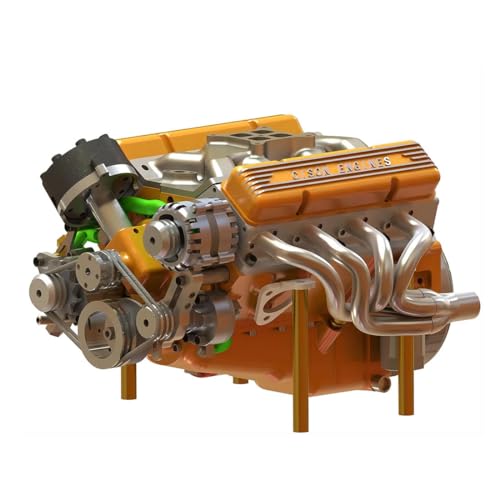 Ktyio CISON V8 Benzinmotor, Small-Block 44CC 1/6 Maßstab wassergekühlt OHV 4-Takt Verbrennungsmotor Modell, Physik Mechanik Experiment Lehrinstrument (KIT Version/Orange) von Ktyio