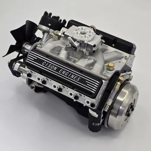 Ktyio CISON V8 Benzinmotor, Small Block 44CC 1/6 Maßstab wassergekühlt OHV 4-Takt Verbrennungsmotor Modell, Physik Mechanik Experiment Lehrinstrument (KIT Version/Schwarz) von Ktyio