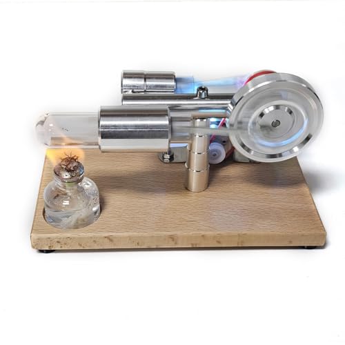 Ktyio Modell Motor Bausatz für Erwachsene, ENJOMOR γ-Typ Stirlingmotor Generator Modell mit Dropper LED Lichter, Burlywood Chassis Grundversion, Strom Stromerzeuger LL-003-PU von Ktyio