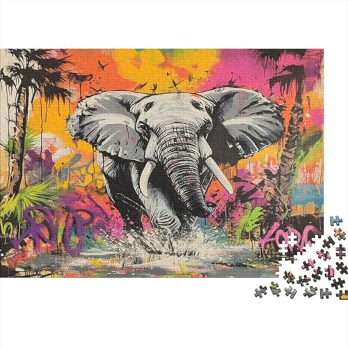 Elefant Puzzle 1000 Teile Für Erwachsene Und Kinder Ab 14 Jahrenfür Stressabbauer Puzzlespiel Erwachsenen Puzzlespiel Puzzel 1000pcs (75x50cm) von KuangGeKG