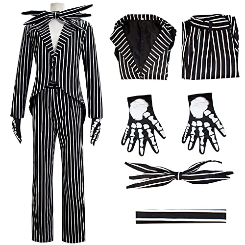 Kuberas Jack Kostüm für Erwachsene, Skelett, Skellington, Jackenkleid, Nightmare Before Christmas, Cosplay-Outfits für Männer und Frauen, Größe 3XL von Kuberas