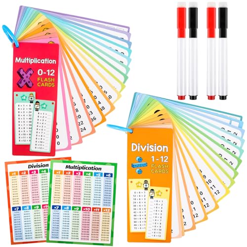 30 Blatt 1X1 Lernen Spiel, Lernkarten Mathematik Für Multiplikation Und Division Mit Übungsblättern, Einmaleins Karten mit 4 Markierungsstift ab 5 Jahren zum Rechnen Lernen von KufaerBeam