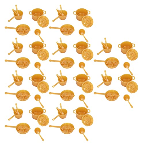 Kufoo 10-teiliges Kochgeschirr-Set für das Puppenhaus für pädagogische Puppenhaus für Kinder zur Dekoration (Gold) von Kufoo